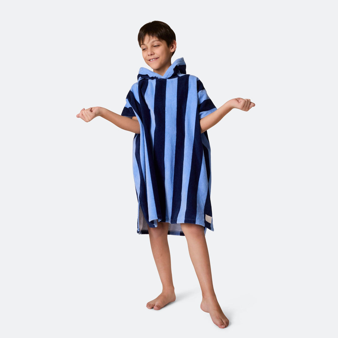Randig Blå Badponcho Barn