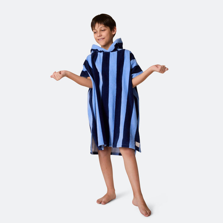 Randig Blå Badponcho Barn