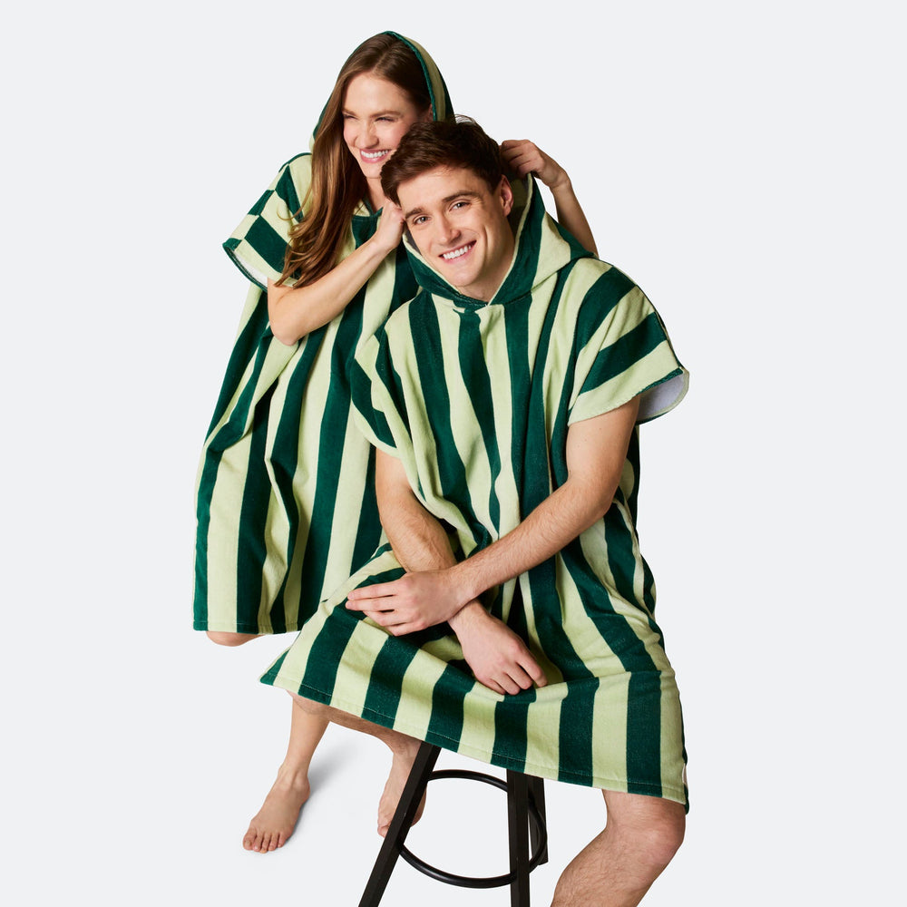 Randig Grön Badponcho