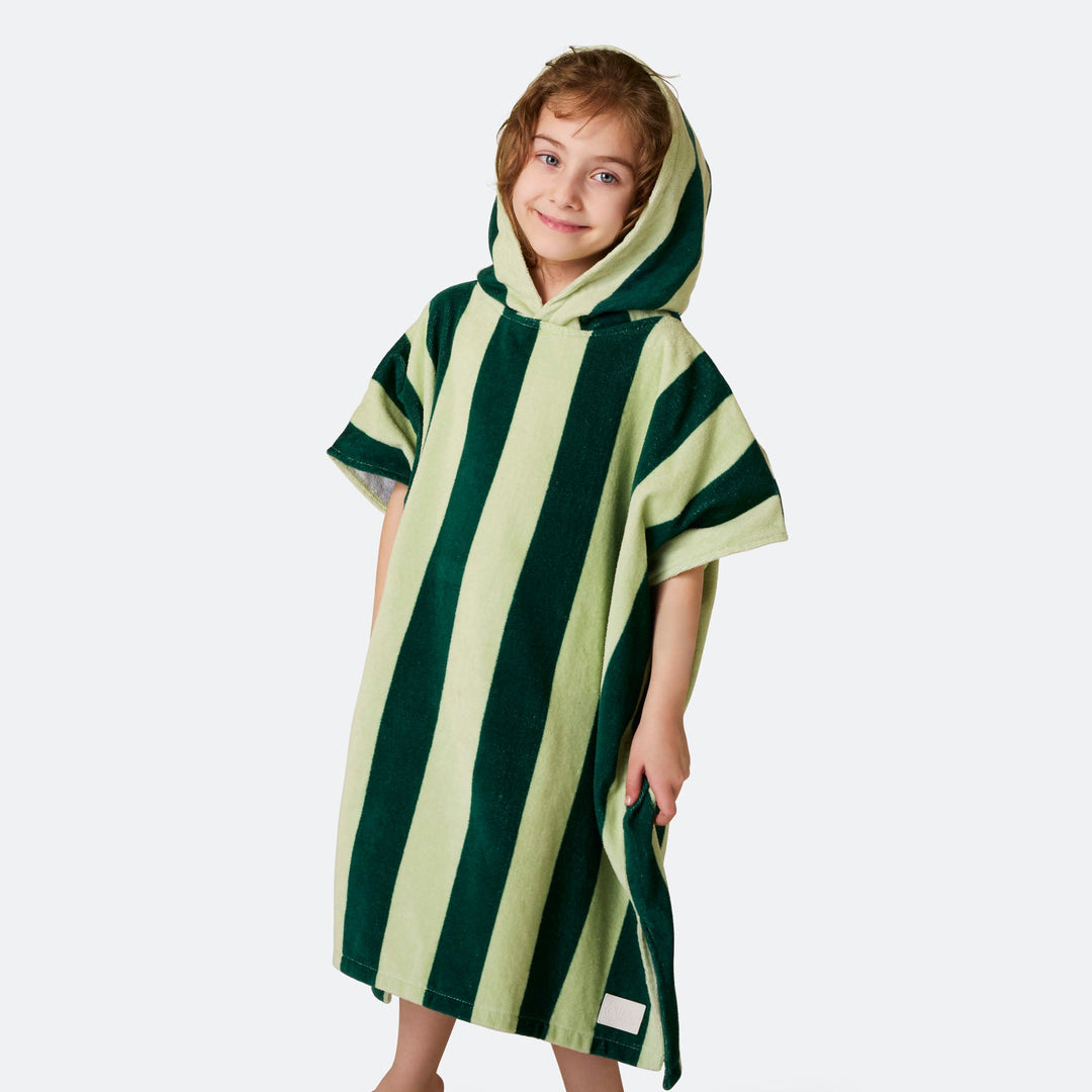 Randig Grön Badponcho Barn