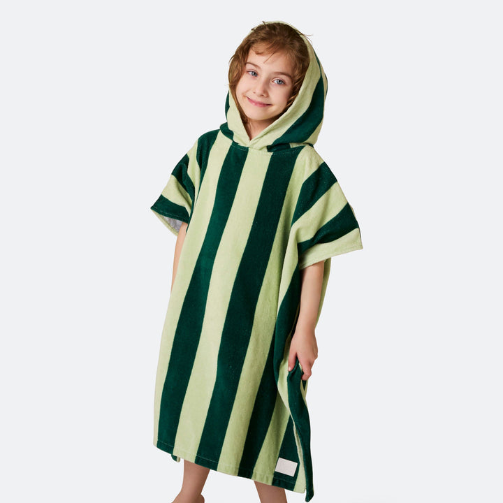 Randig Grön Badponcho Barn