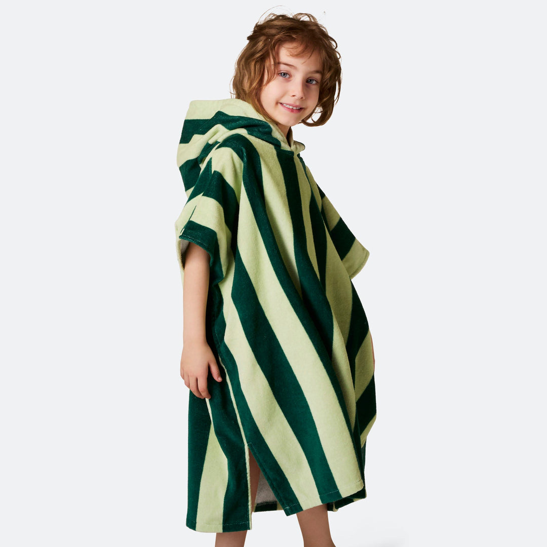 Randig Grön Badponcho Barn