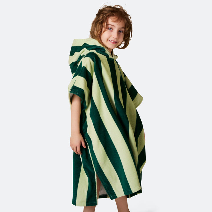 Randig Grön Badponcho Barn