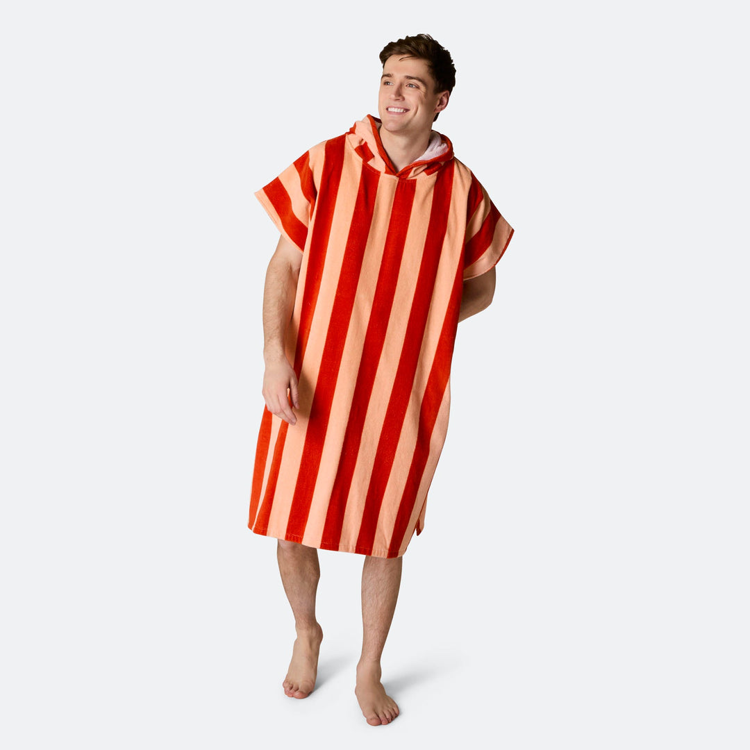 Randig Röd Badponcho