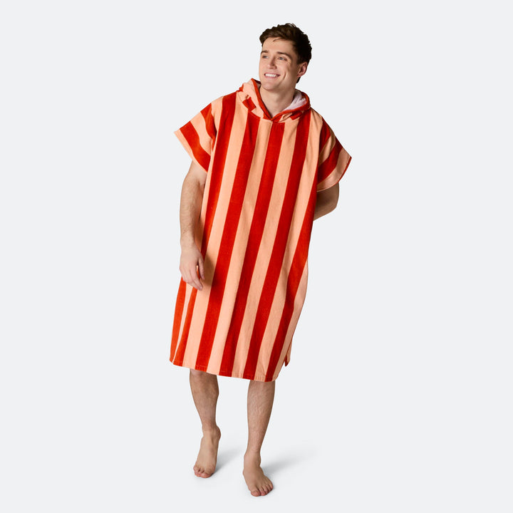 Randig Röd Badponcho