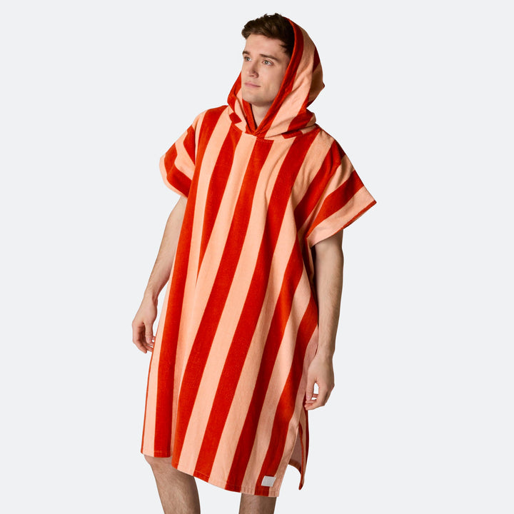 Randig Röd Badponcho