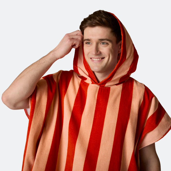 Randig Röd Badponcho