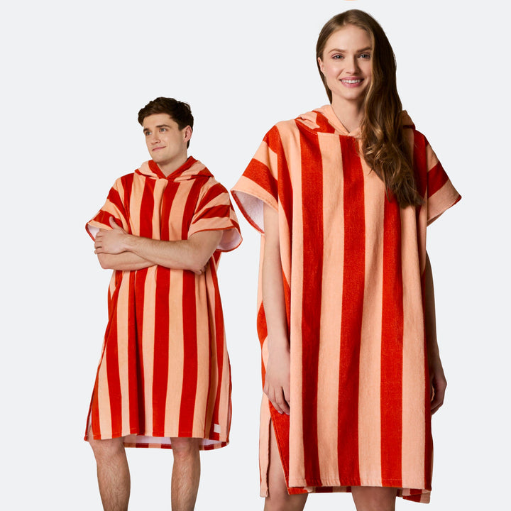 Randig Röd Badponcho