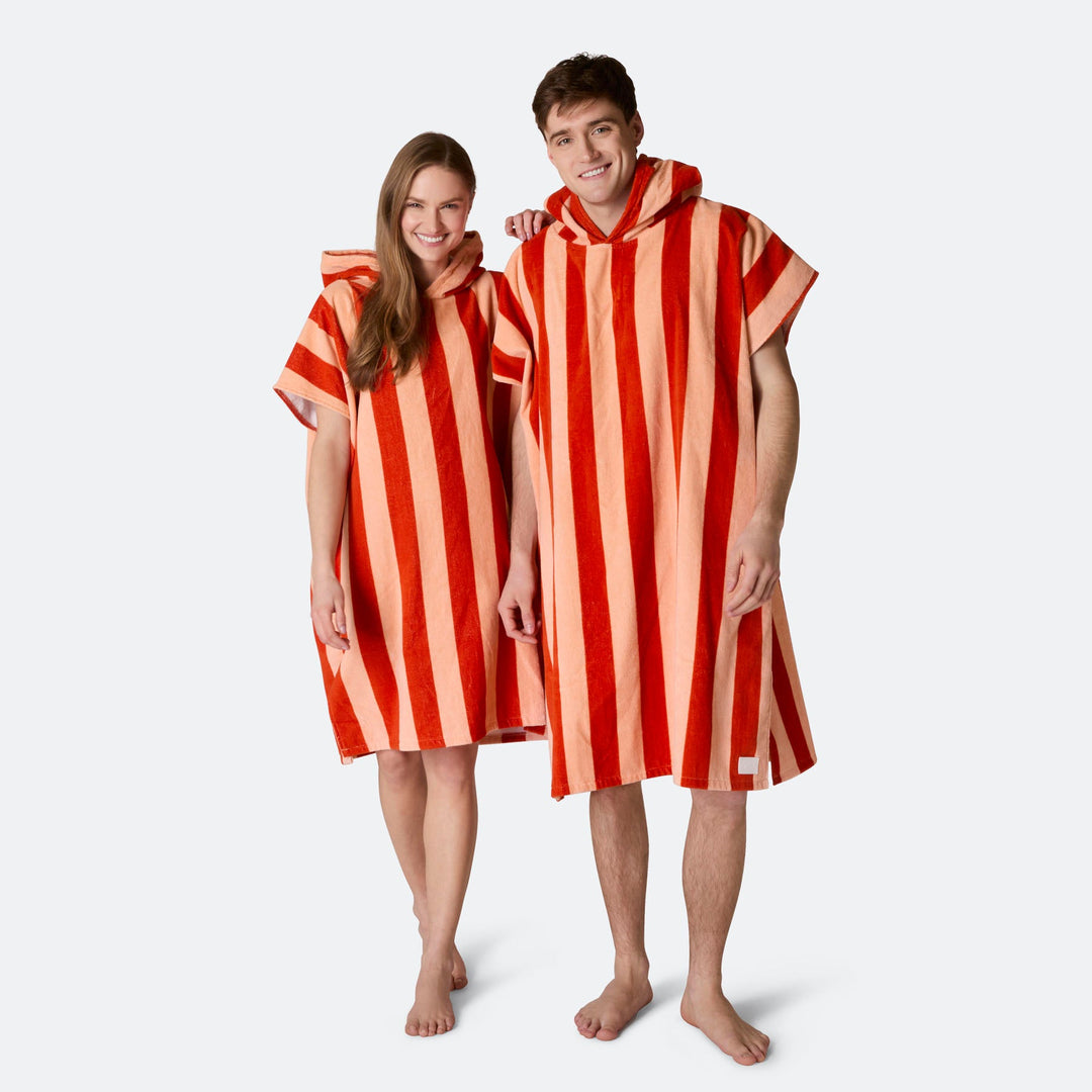 Randig Röd Badponcho