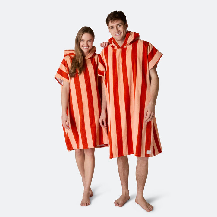 Randig Röd Badponcho