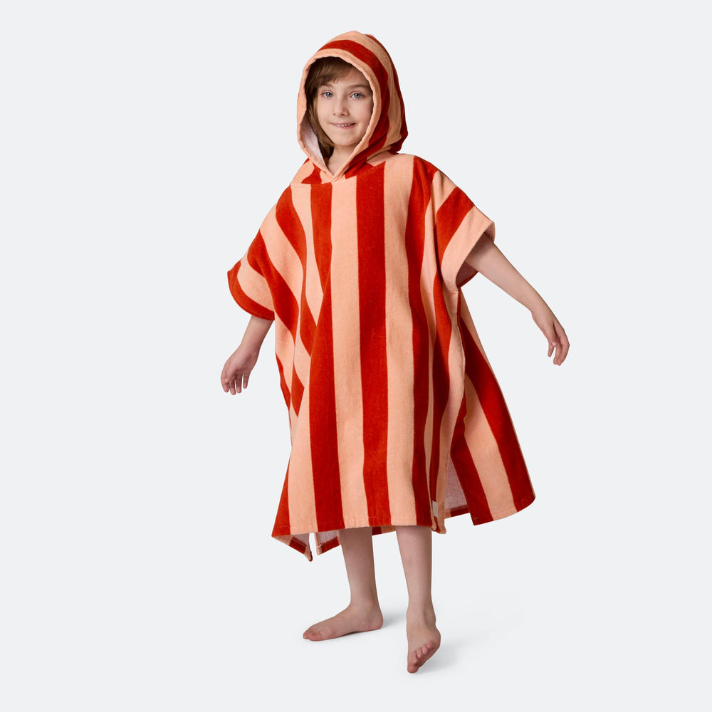 Randig Röd Badponcho Barn