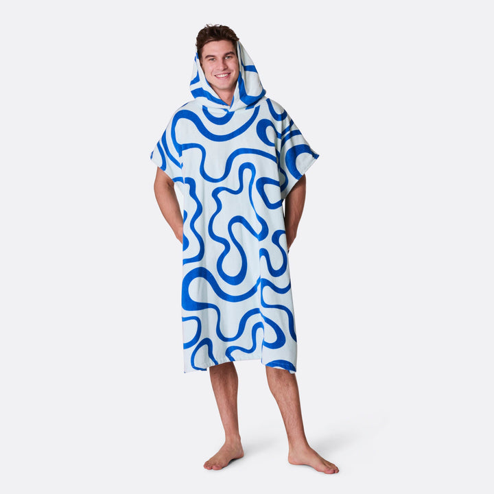 Blå Vågig Badponcho