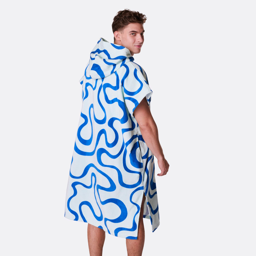 Blå Vågig Badponcho