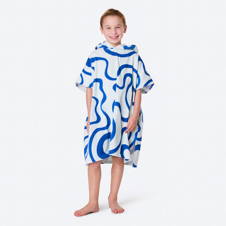 Blå Vågig Badponcho Barn
