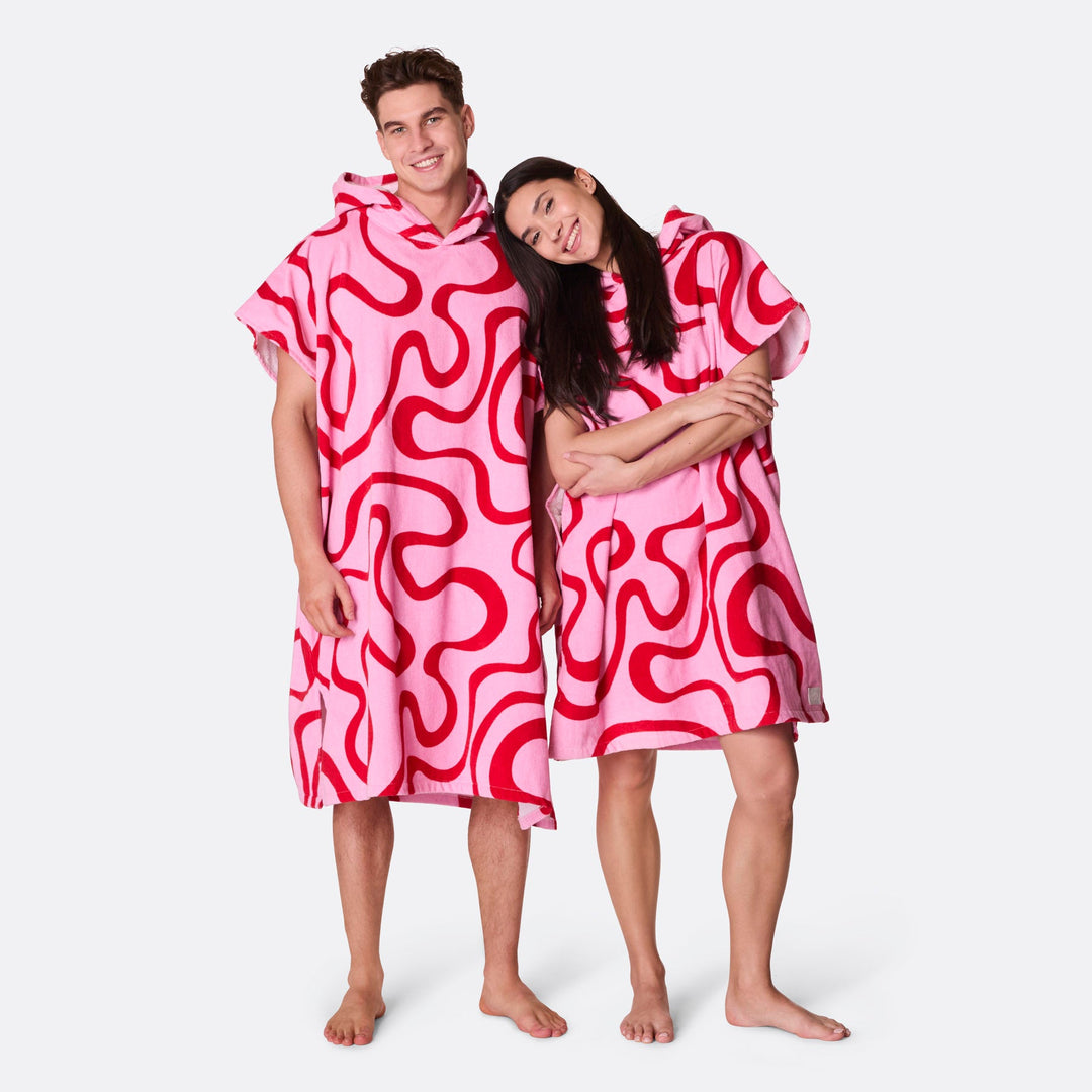 Rosa Vågig Badponcho