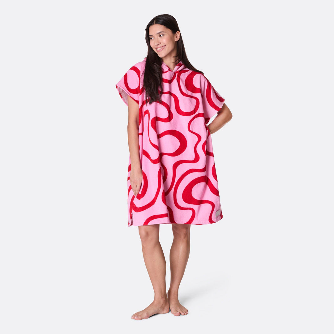 Rosa Vågig Badponcho