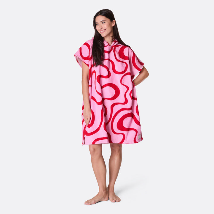 Rosa Vågig Badponcho