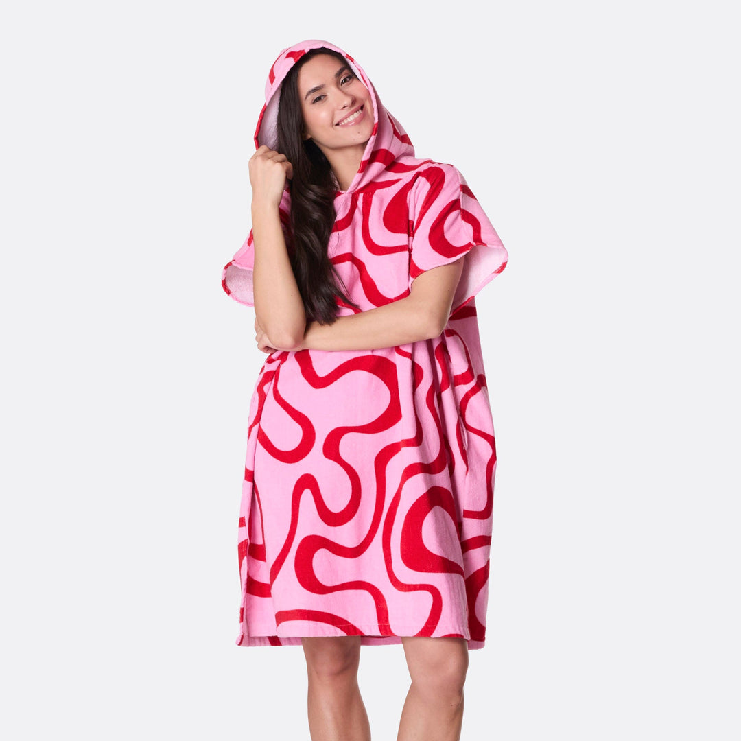 Rosa Vågig Badponcho