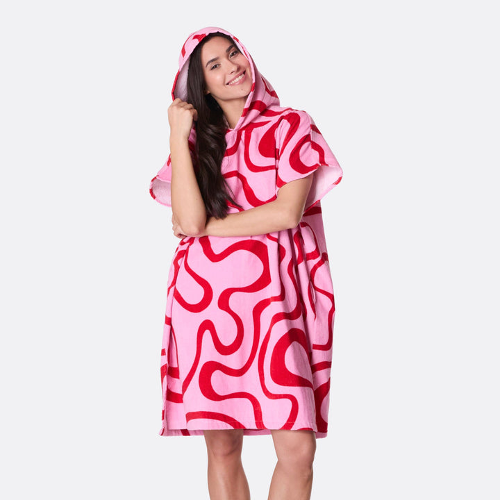 Rosa Vågig Badponcho