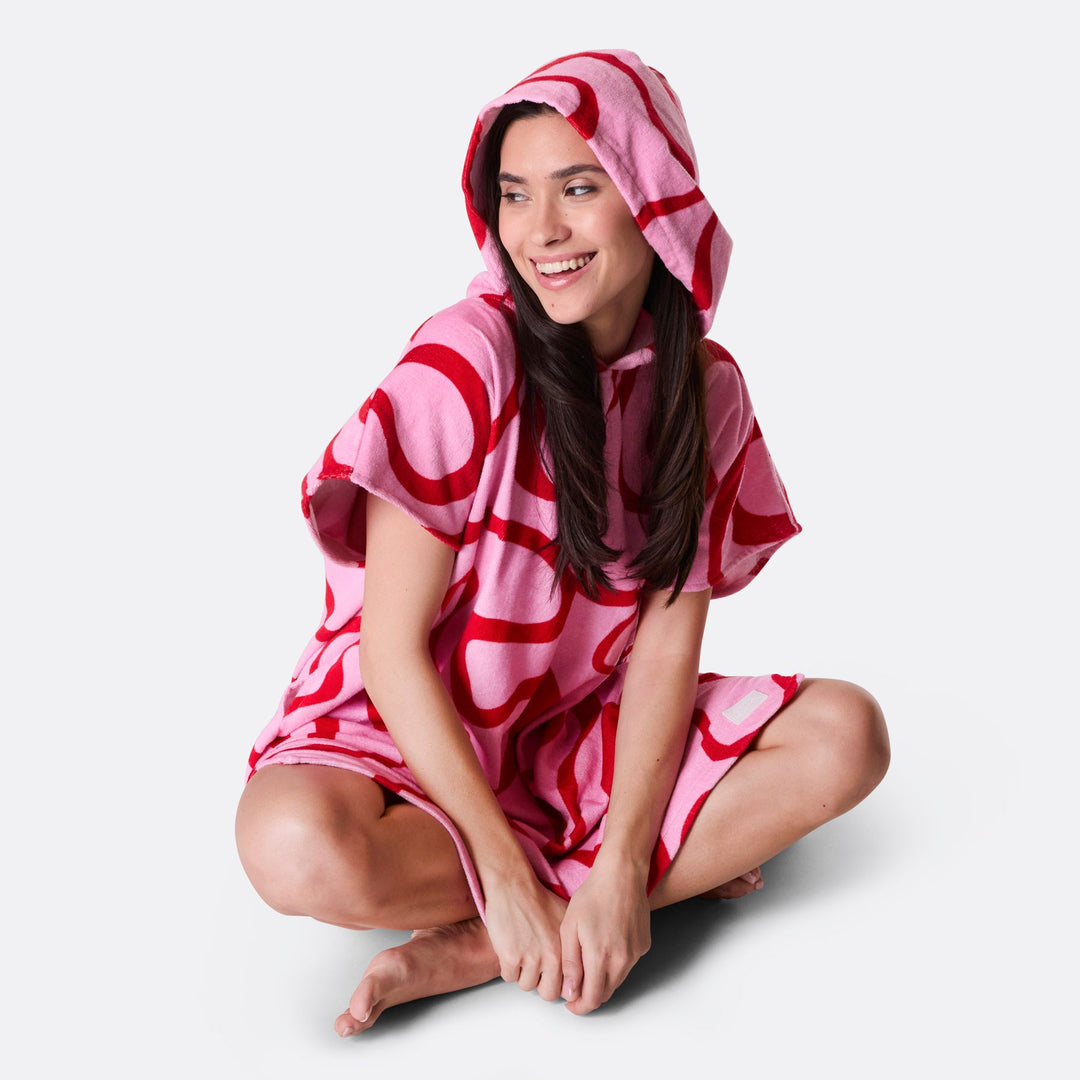 Rosa Vågig Badponcho