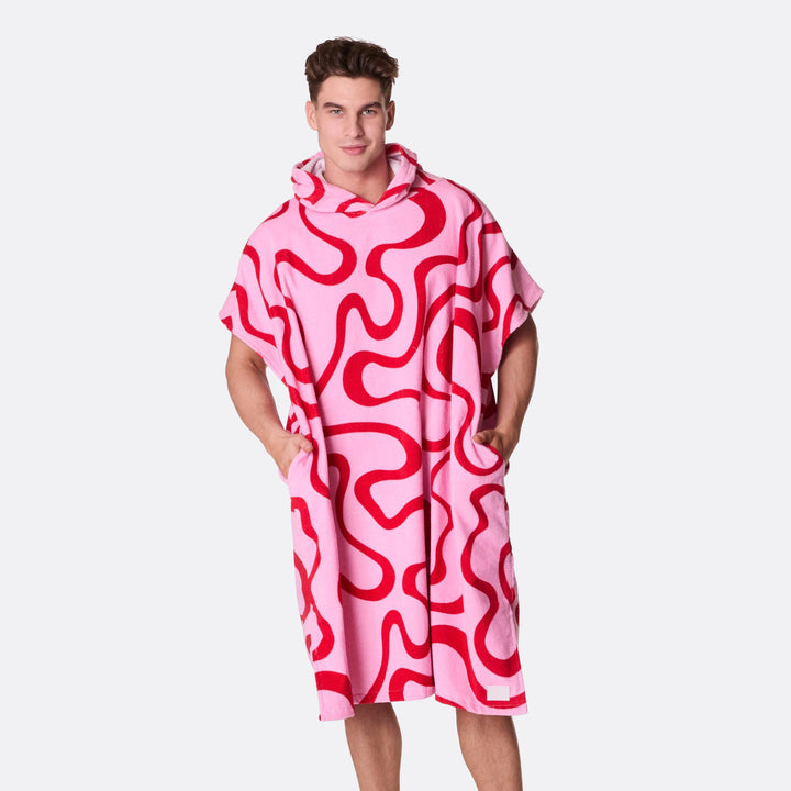 Rosa Vågig Badponcho