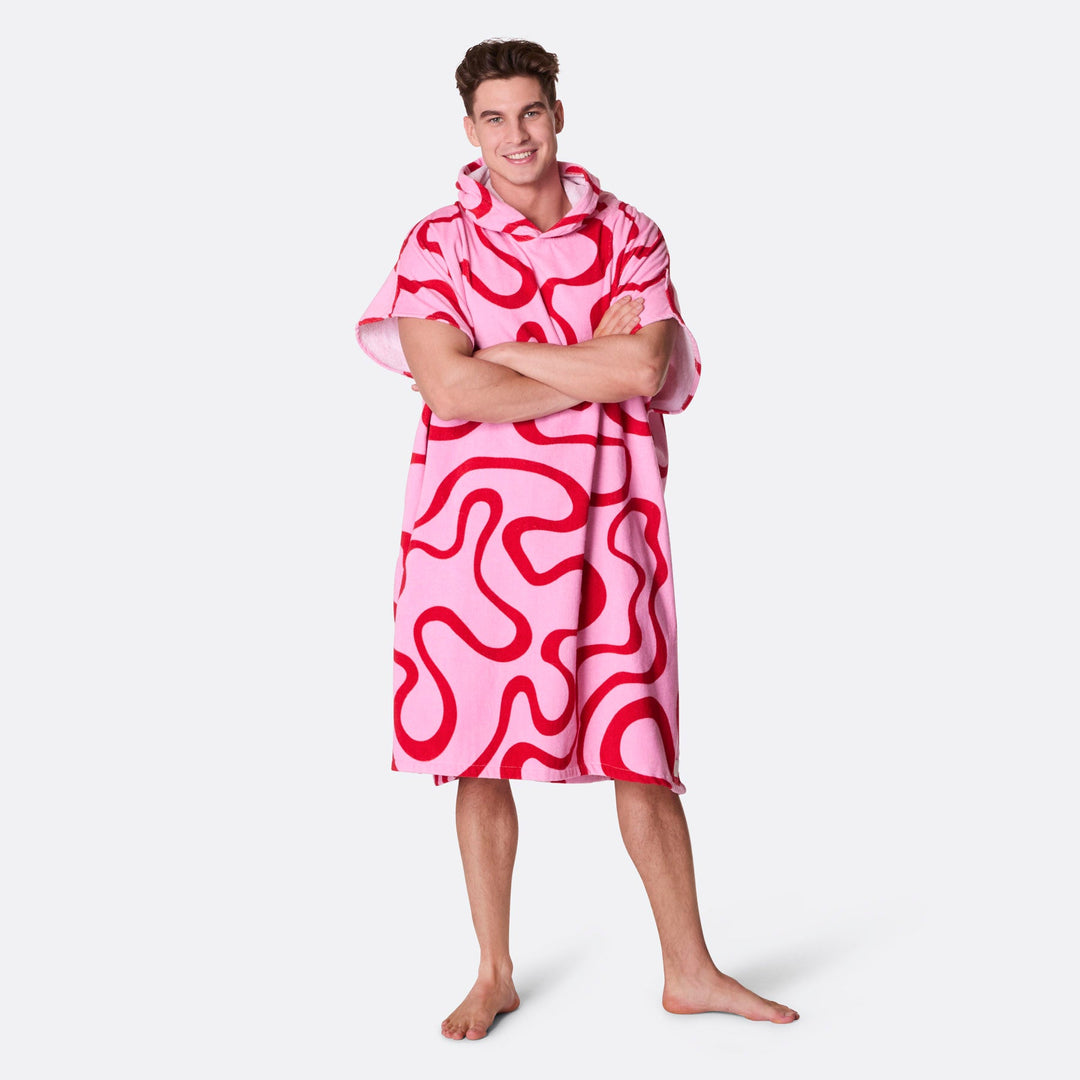Rosa Vågig Badponcho