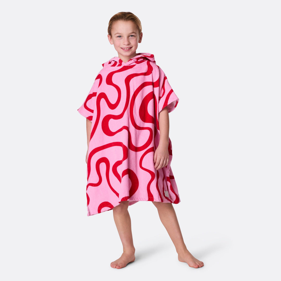Rosa Vågig Badponcho Barn