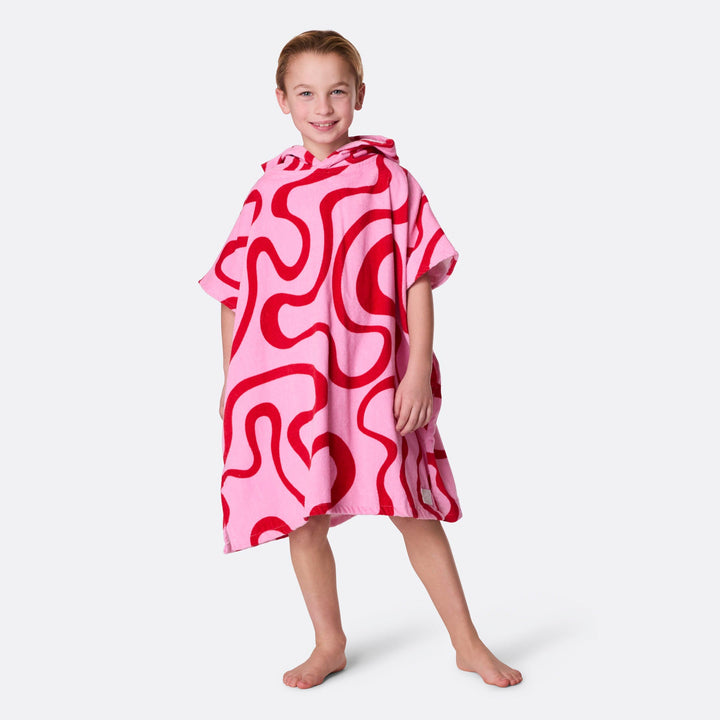 Rosa Vågig Badponcho Barn
