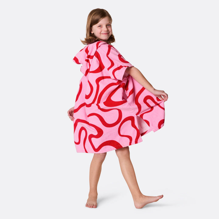 Rosa Vågig Badponcho Barn