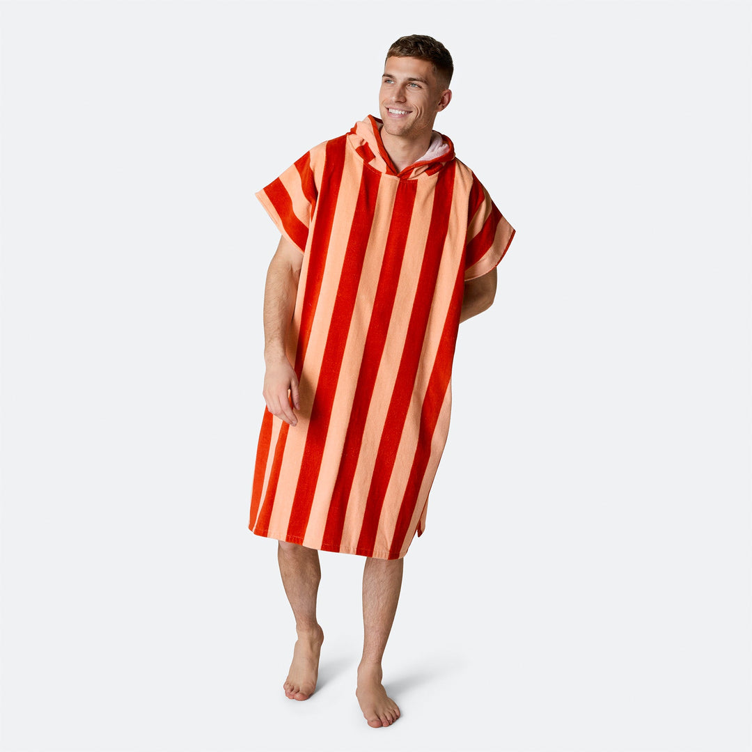 Randig Röd Badponcho