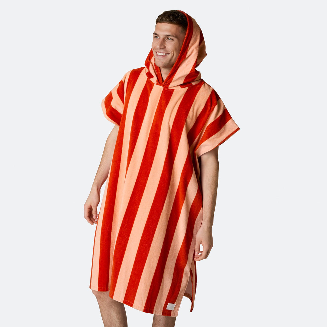 Randig Röd Badponcho