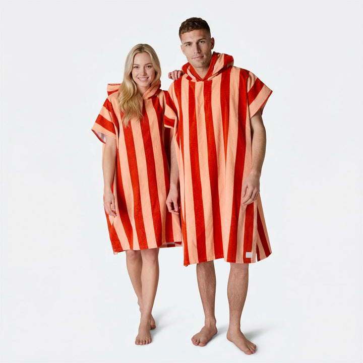 Randig Röd Badponcho