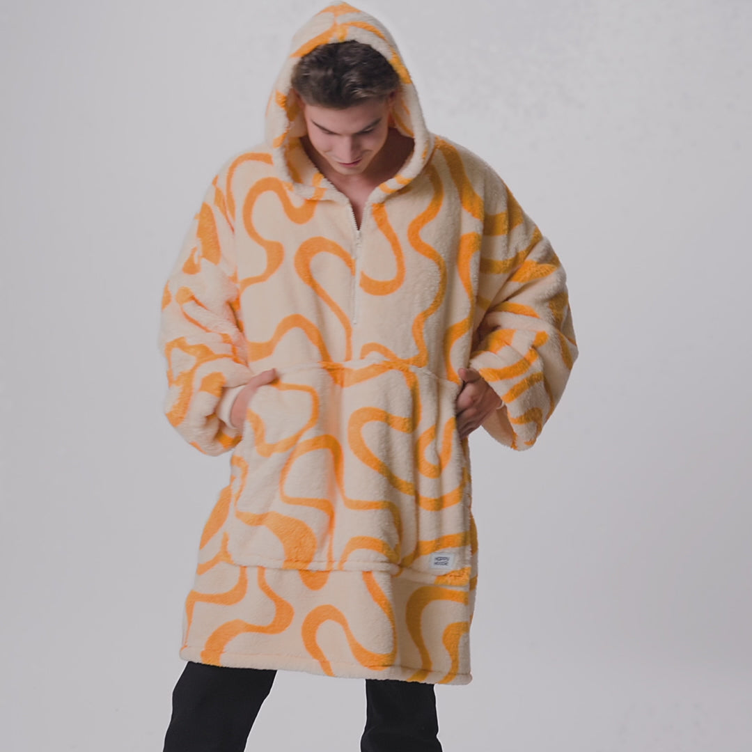 Gul Vågig Teddy HappyHoodie