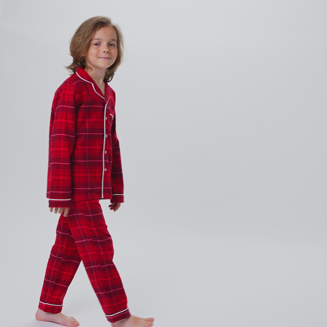 Röd Flanell Julpyjamas Barn