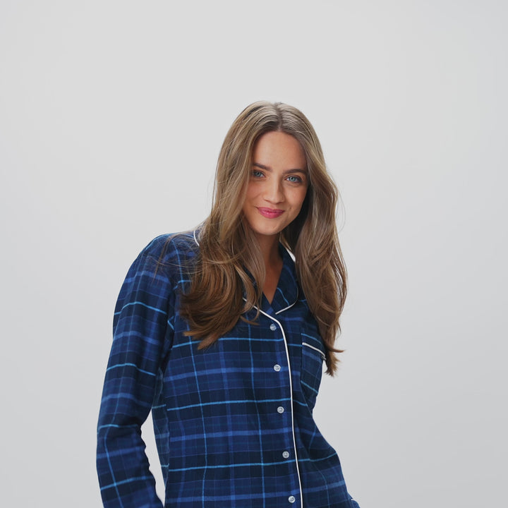 Flanell Blå Julpyjamas Dam