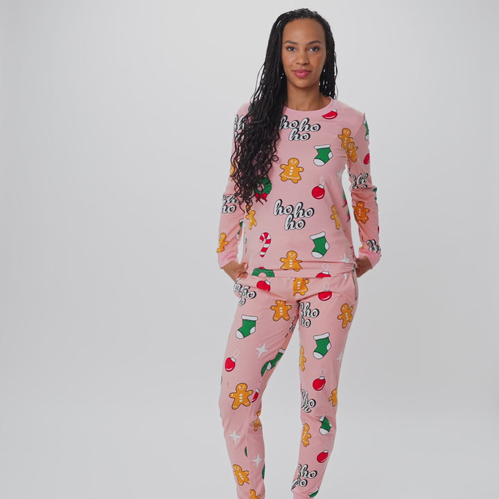 Hohoho Rosa Julpyjamas Dam