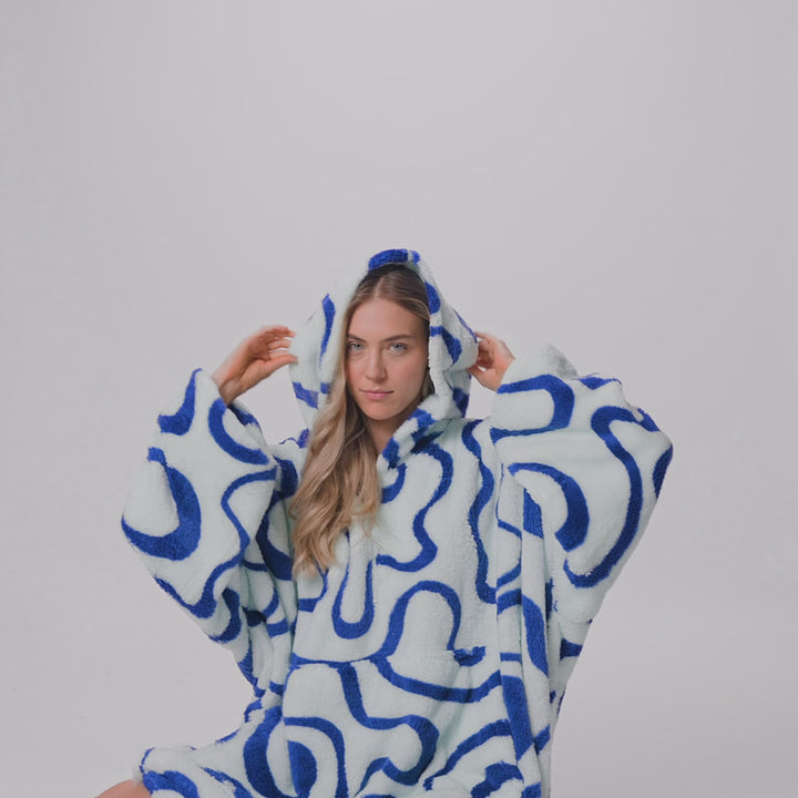 Blå Vågig Teddy HappyHoodie