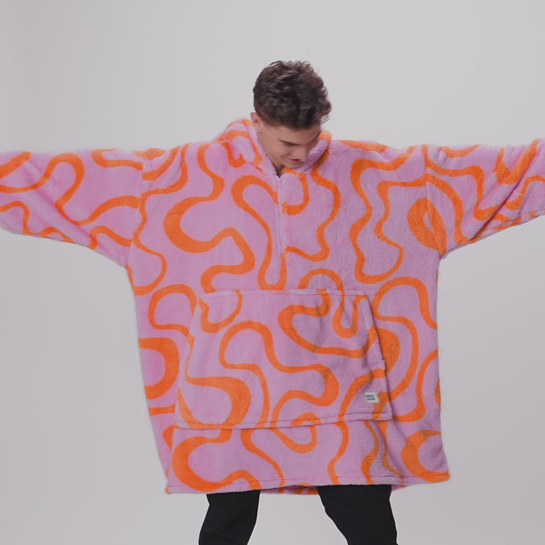 Rosa Vågig Teddy HappyHoodie