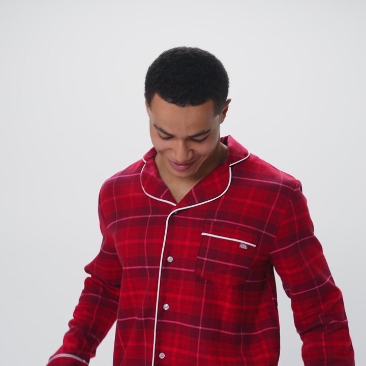 Röd Flanell Julpyjamas Herr