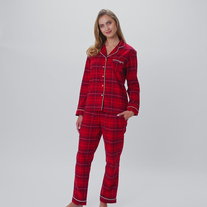 Flanell Röd Julpyjamas Dam