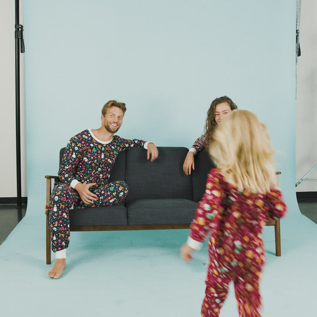 Stickmönster Blå Pyjamas Barn