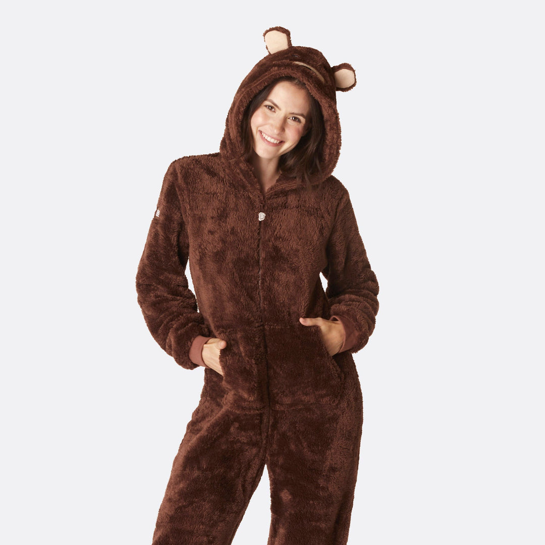 Brun Teddy Onesie Dam