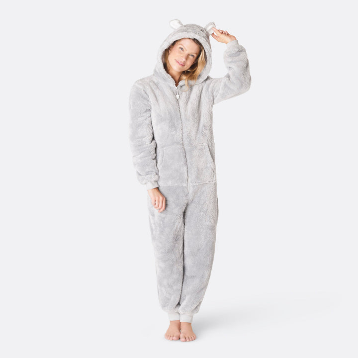 Grå Teddy Onesie Dam