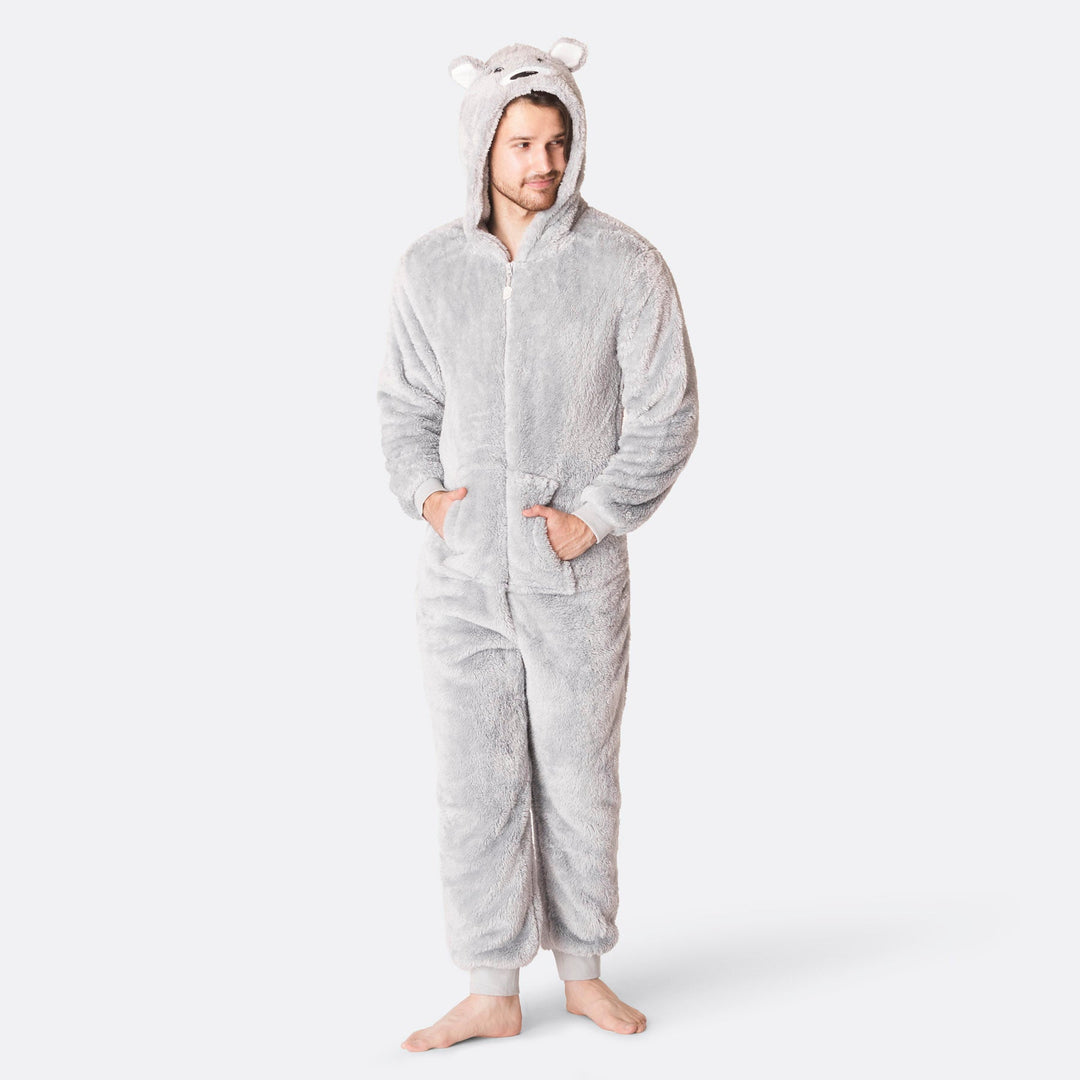 Grå Teddy Onesie Herr