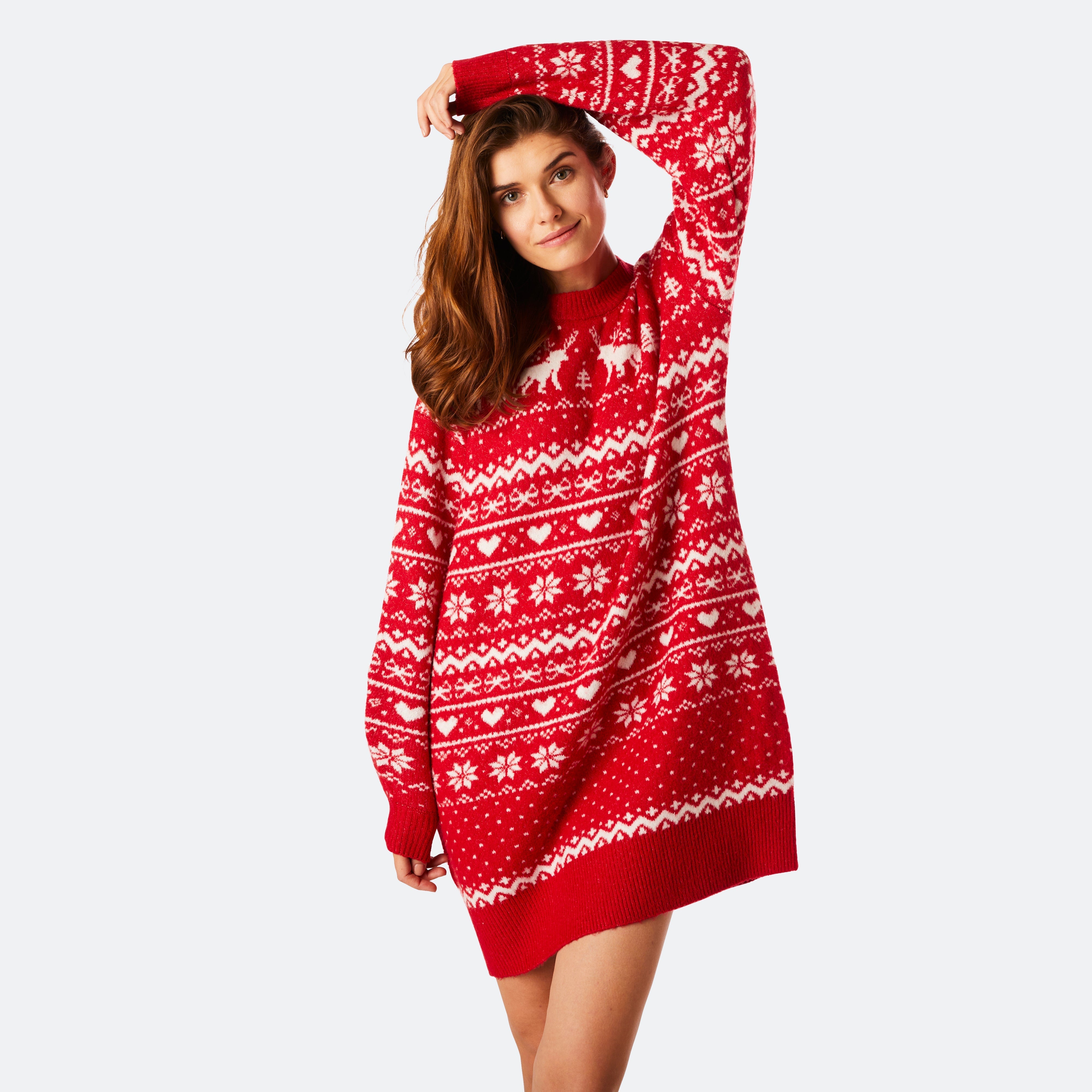 Röd julklänning dam – Oversized & varm favorit – SillySanta.se