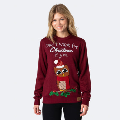 Owl I Want For Christmas Jultröja Dam