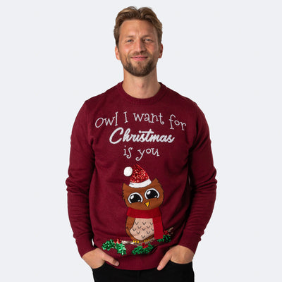 Owl I Want For Christmas Jultröja Herr
