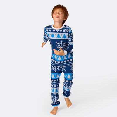 Stickmönster Blå Pyjamas Barn