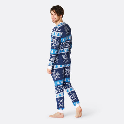 Stickmönster Blå Pyjamas Herr