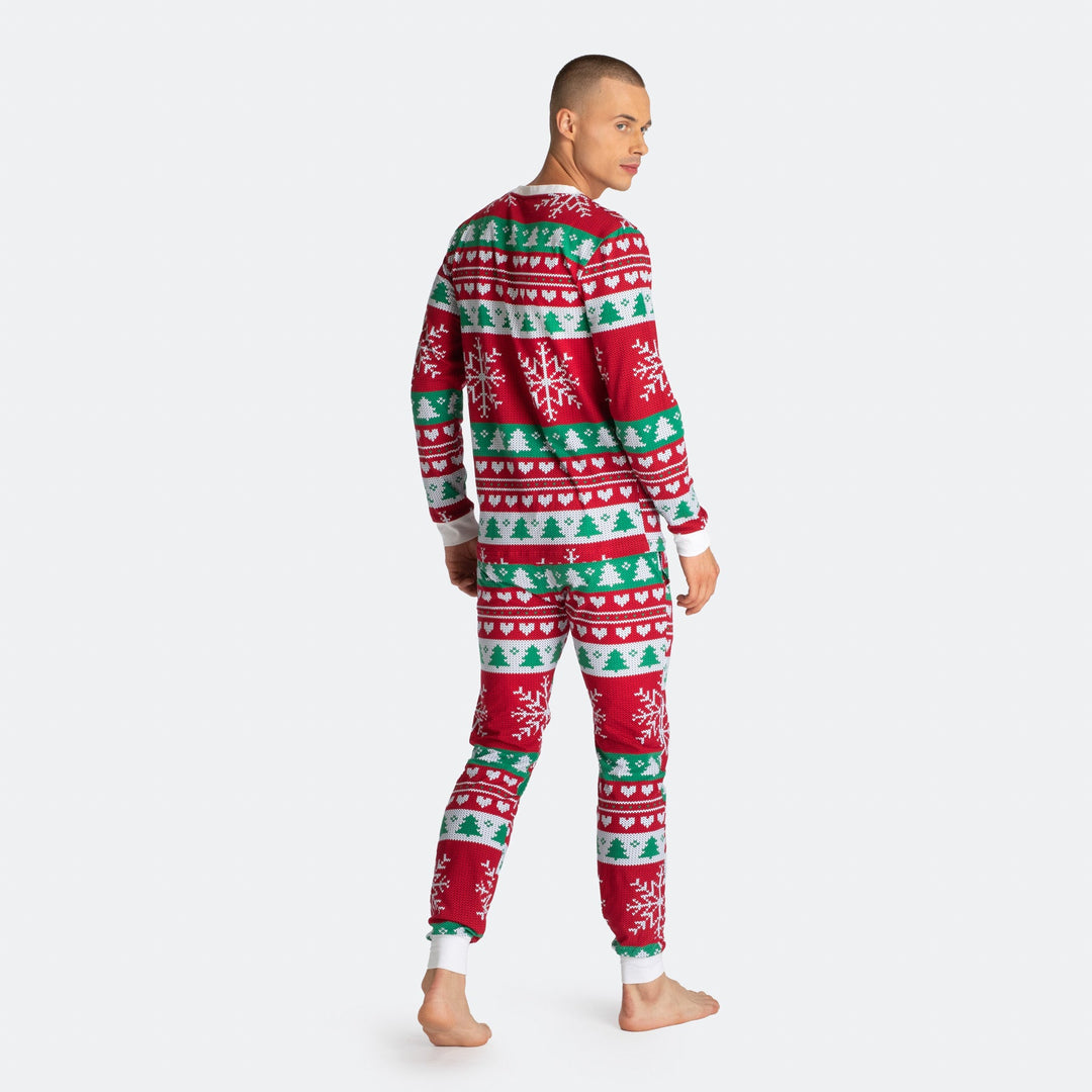 Stickmönster Röd Julpyjamas Herr